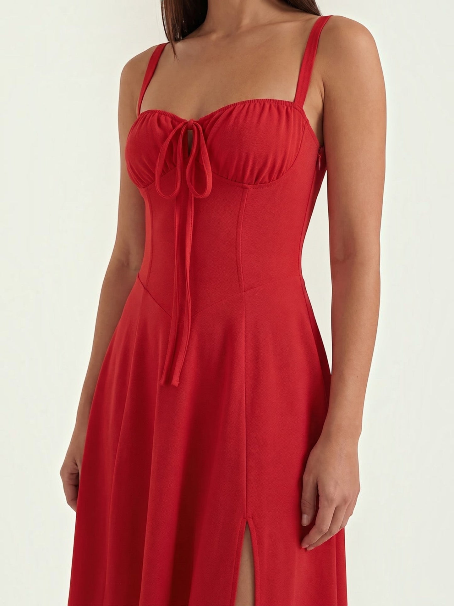 Women's Midi Dress with Lace Up Detail