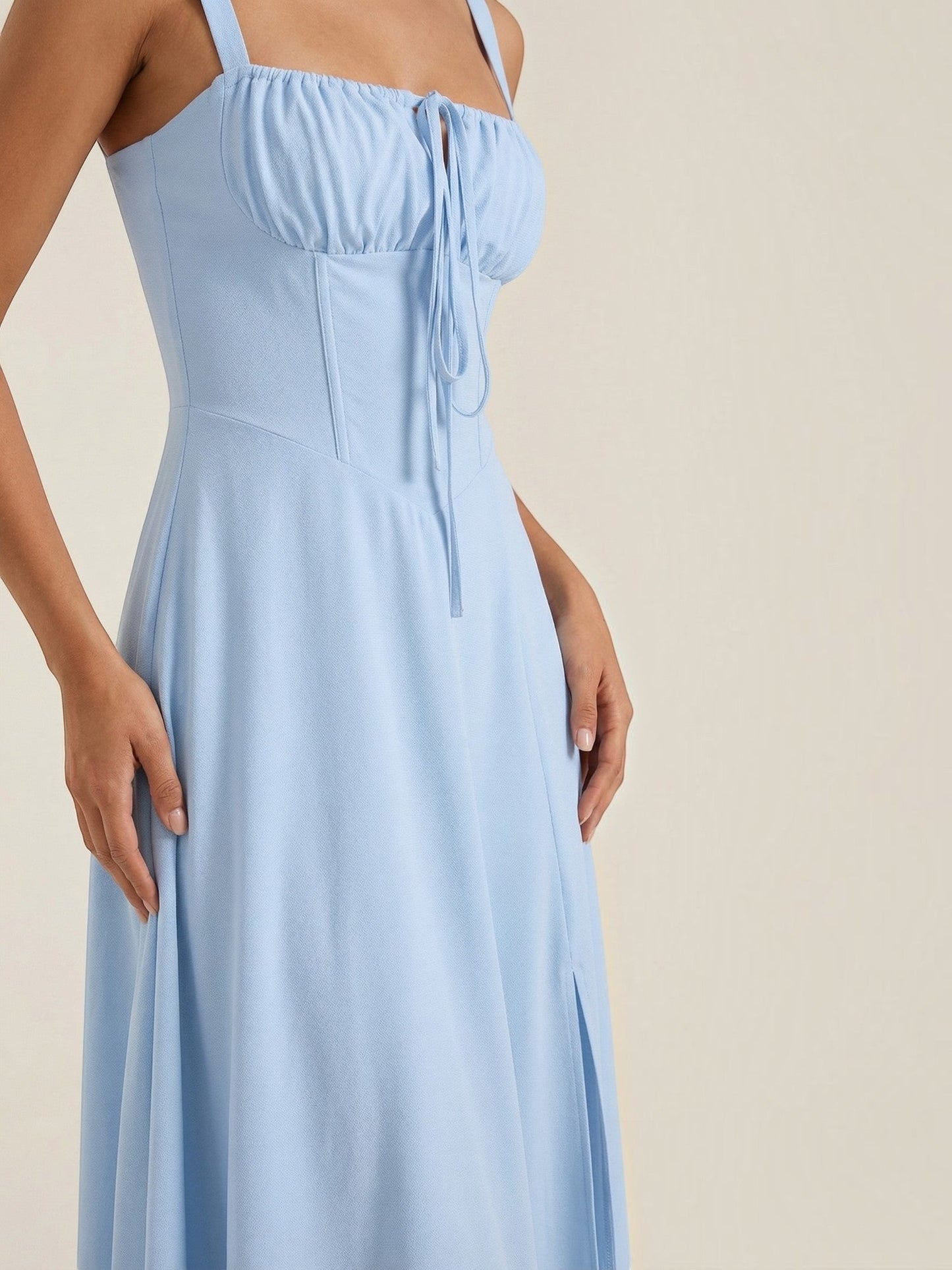 Women's Midi Dress with Lace Up Detail