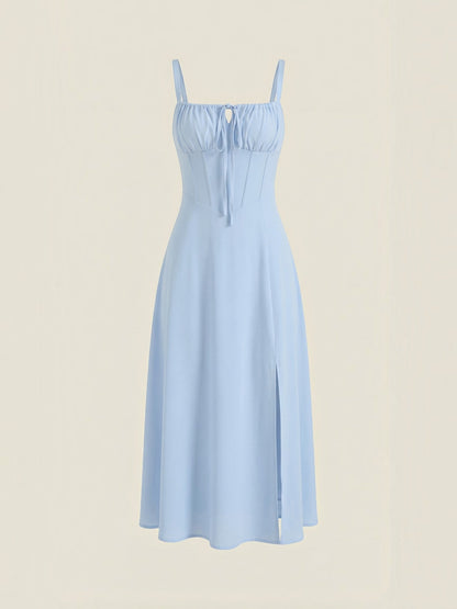 Women's Midi Dress with Lace Up Detail