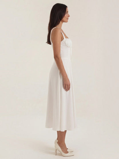 Women's Midi Dress with Lace Up Detail