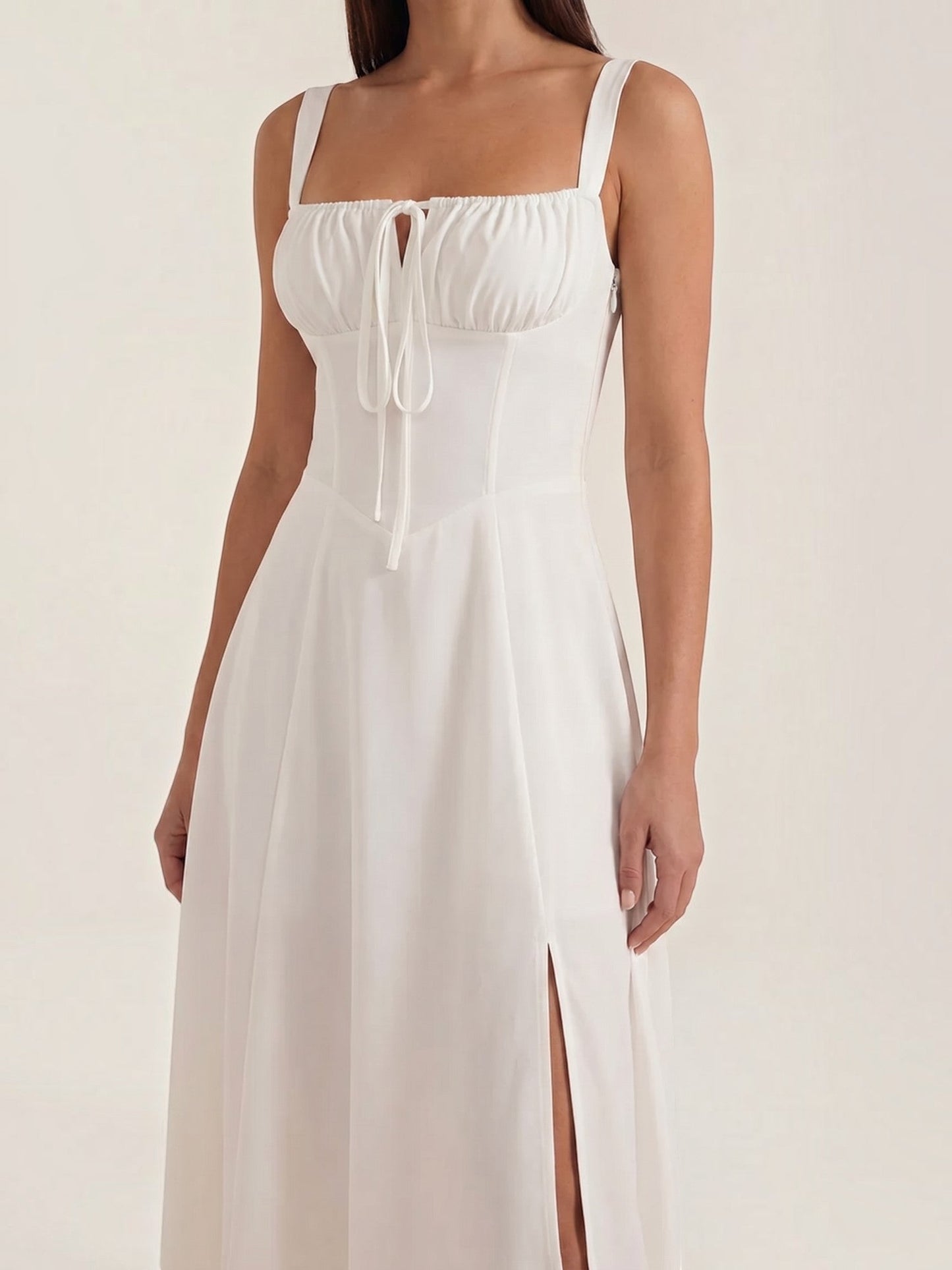 Women's Midi Dress with Lace Up Detail