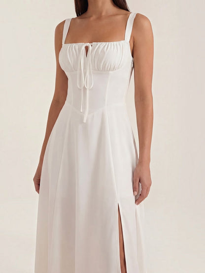 Women's Midi Dress with Lace Up Detail