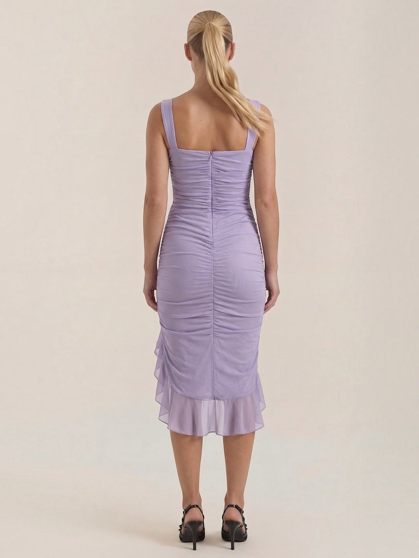 Women's Midi Dress with Ruffle Detail