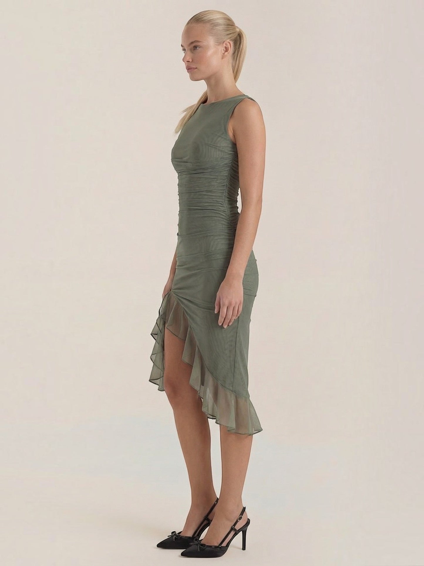 Women's Midi Dress with Ruffle Detail
