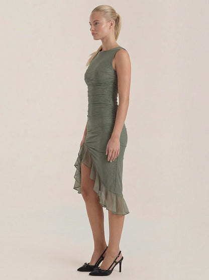 Women's Midi Dress with Ruffle Detail