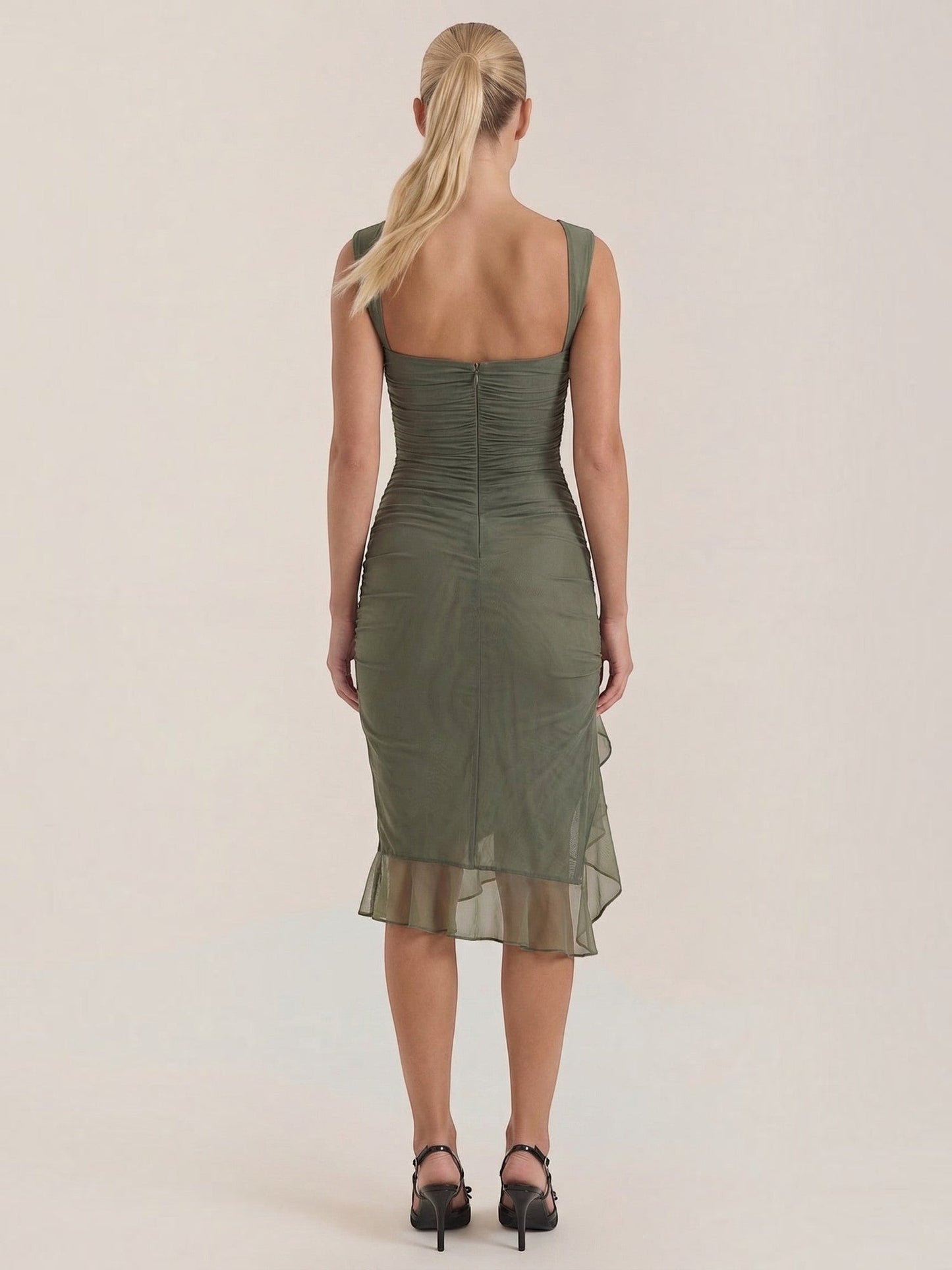 Women's Midi Dress with Ruffle Detail
