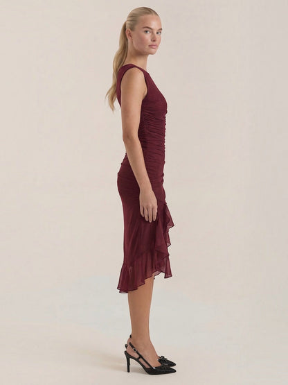 Women's Midi Dress with Ruffle Detail