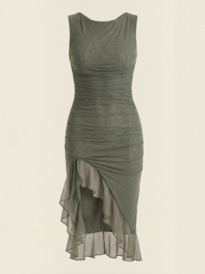 Women's Midi Dress with Ruffle Detail
