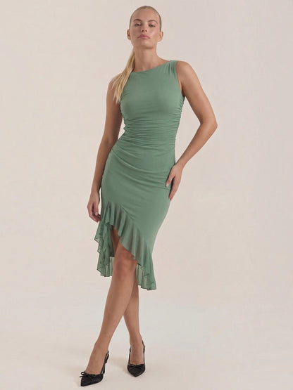 Women's Midi Dress with Ruffle Detail