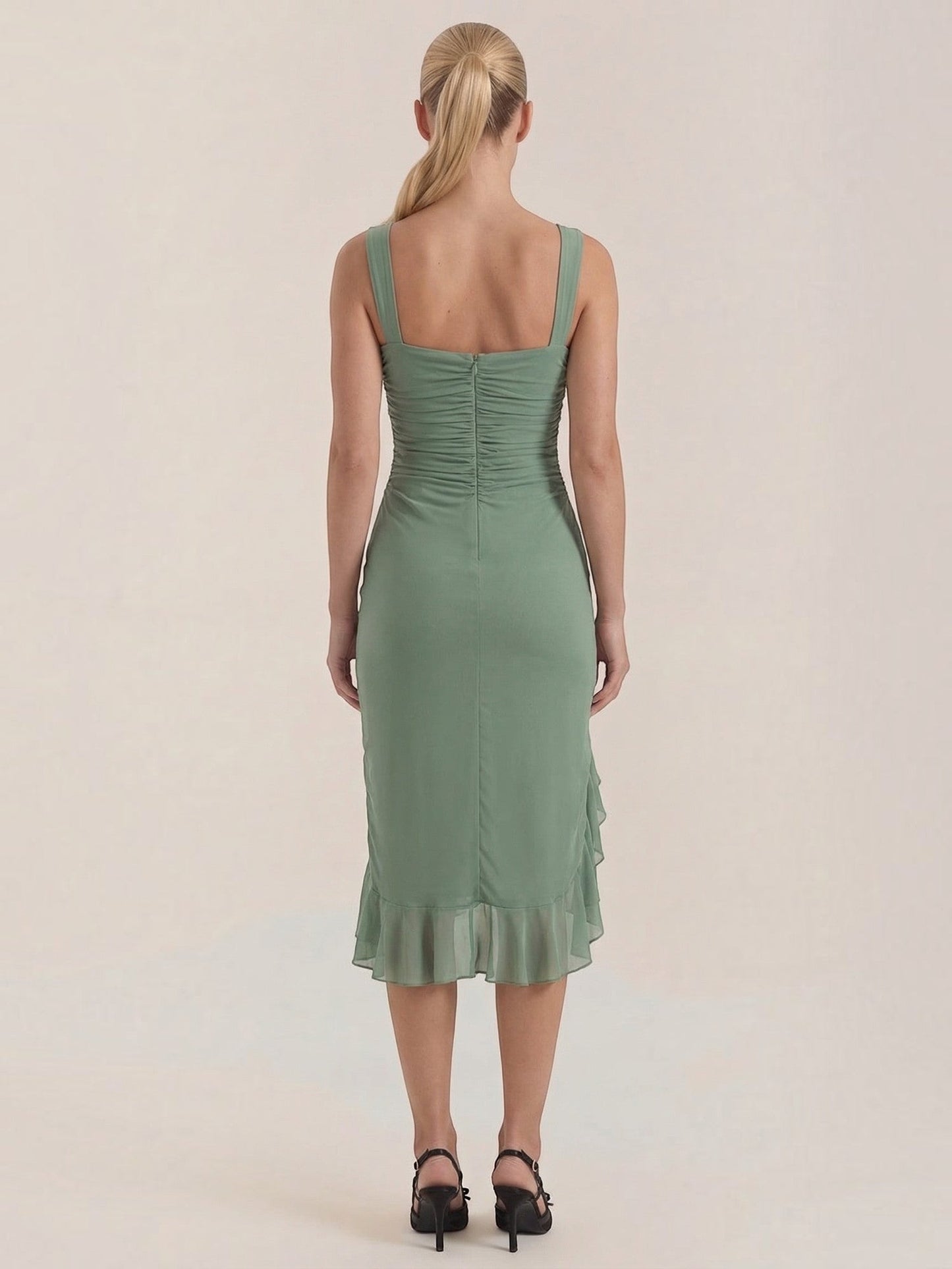 Women's Midi Dress with Ruffle Detail