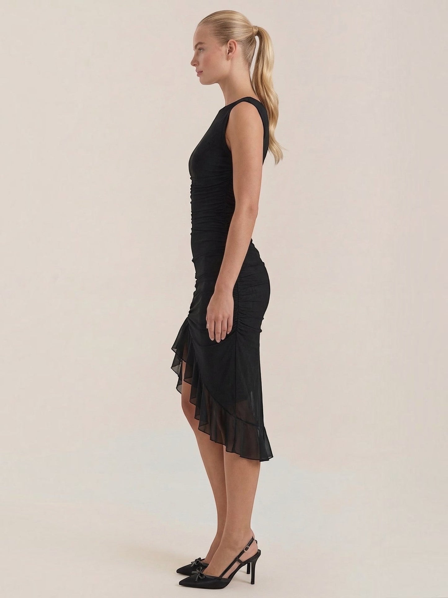 Women's Midi Dress with Ruffle Detail