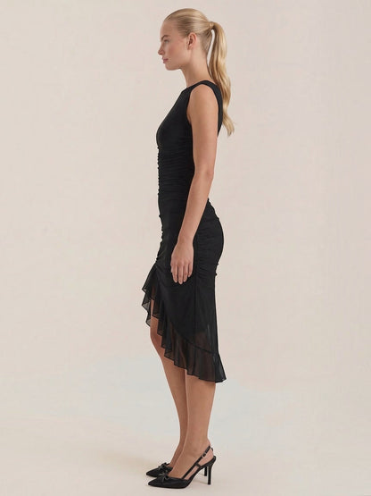 Women's Midi Dress with Ruffle Detail