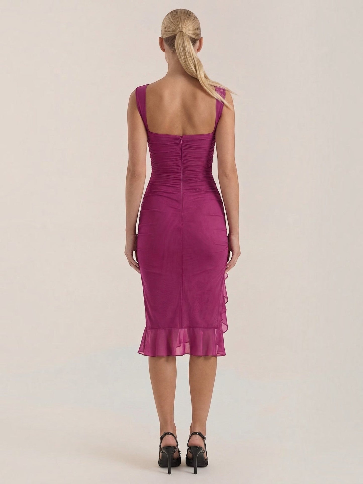 Women's Midi Dress with Ruffle Detail