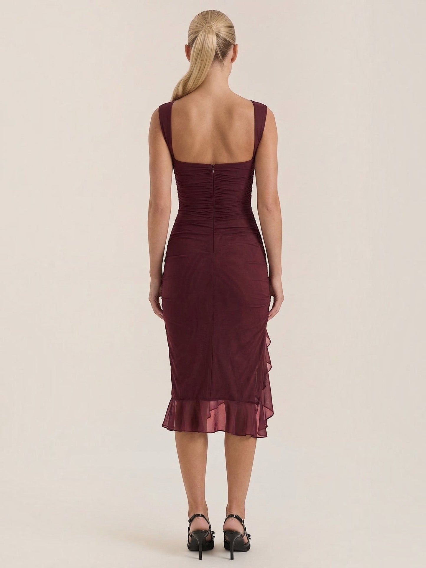 Women's Midi Dress with Ruffle Detail