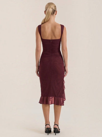 Women's Midi Dress with Ruffle Detail