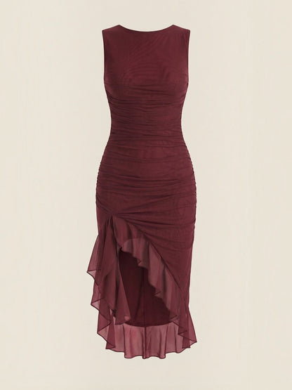Women's Midi Dress with Ruffle Detail