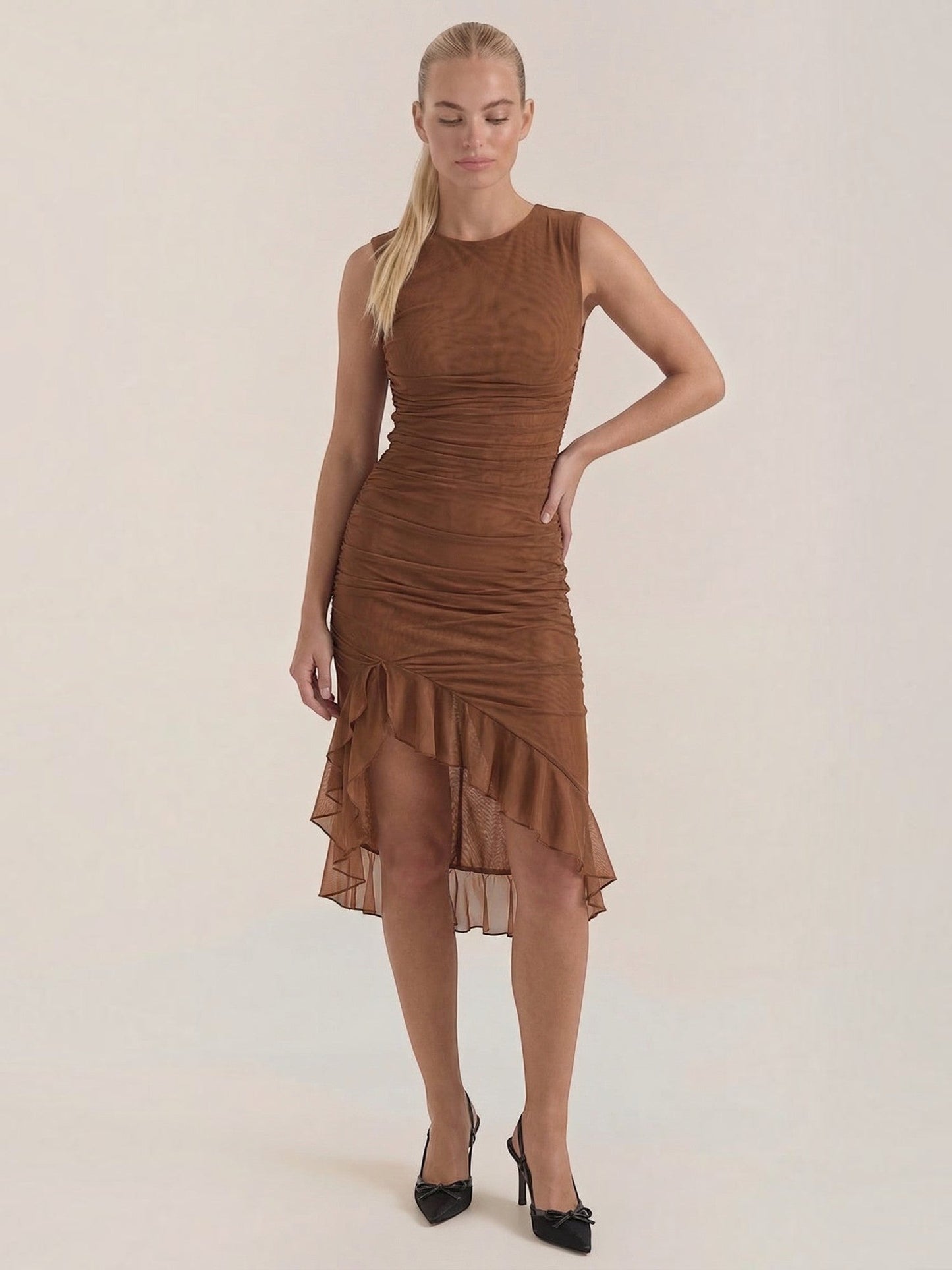 Women's Midi Dress with Ruffle Detail
