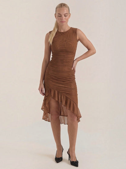 Women's Midi Dress with Ruffle Detail