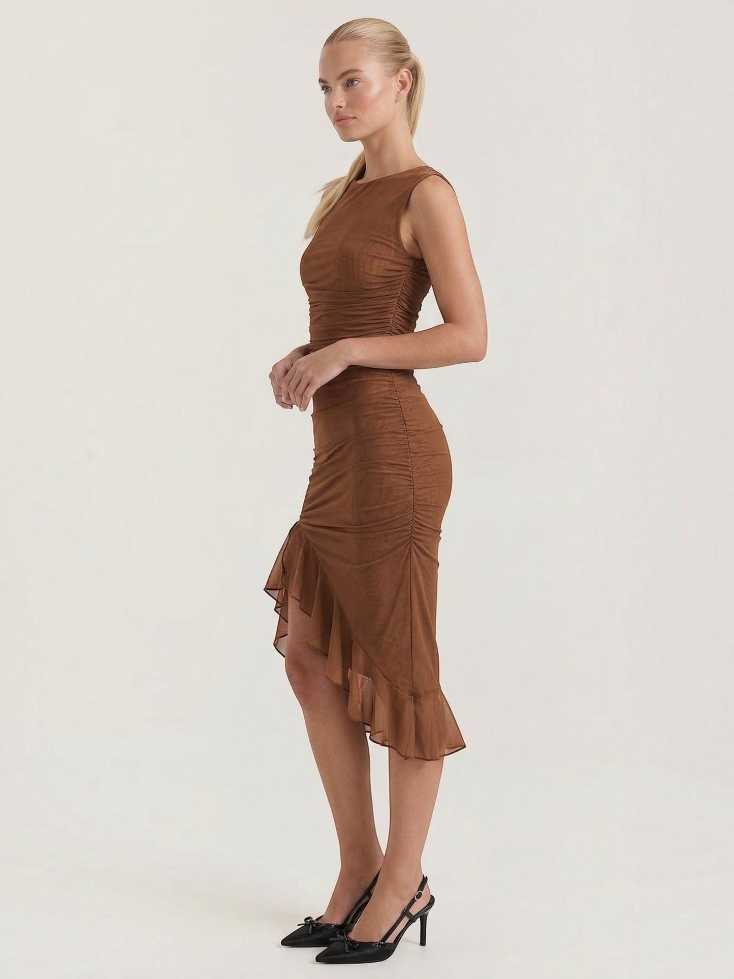 Women's Midi Dress with Ruffle Detail