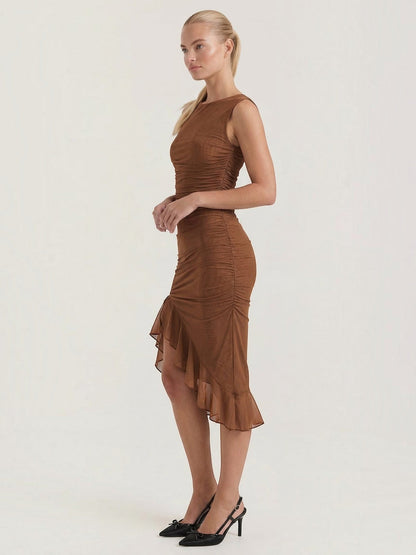 Women's Midi Dress with Ruffle Detail