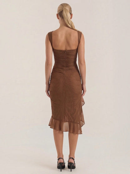 Women's Midi Dress with Ruffle Detail