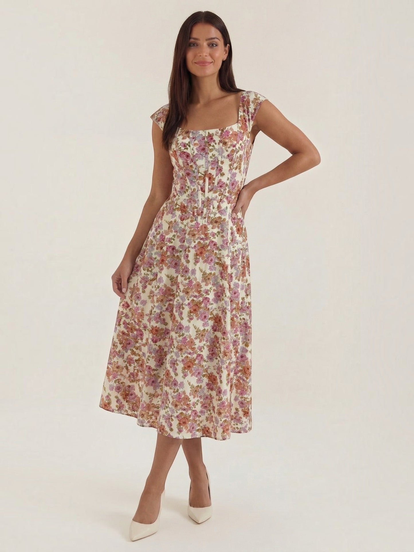 Women's Midi Summer Dress with Flowing Silhouette