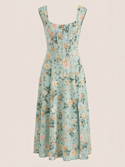 Women's Midi Summer Dress with Flowing Silhouette