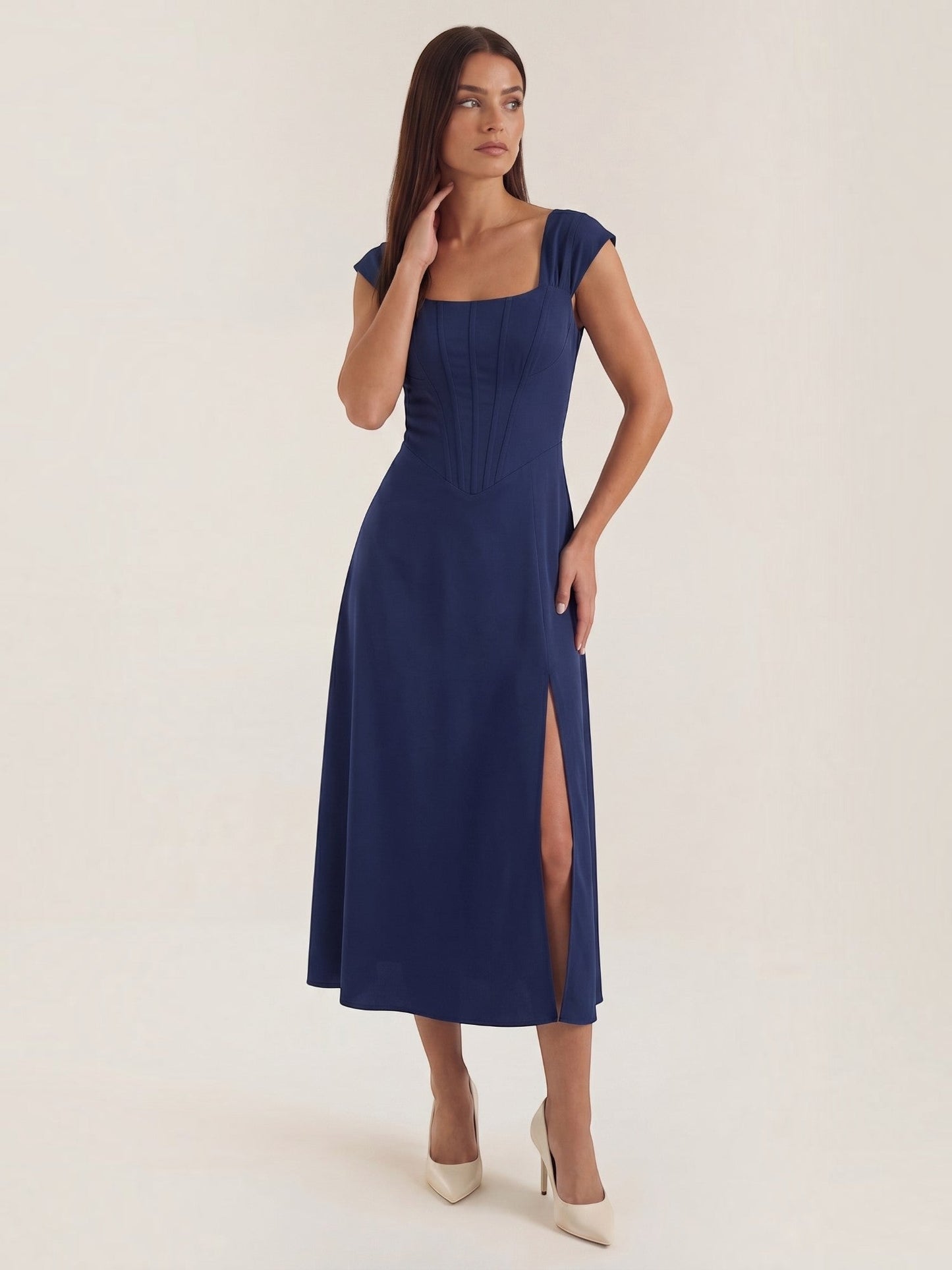 Women's Midi Summer Dress with Flowing Silhouette