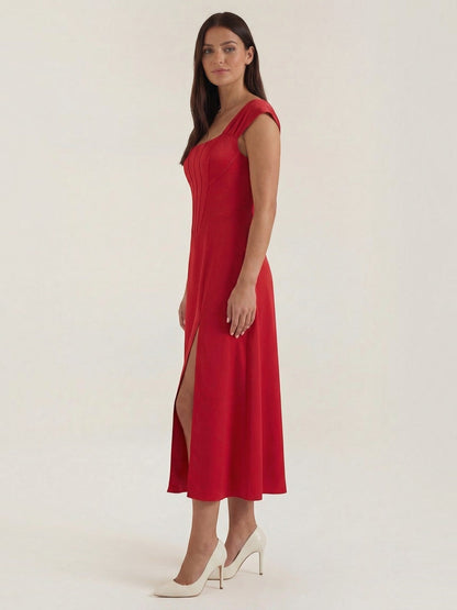 Women's Midi Summer Dress with Flowing Silhouette