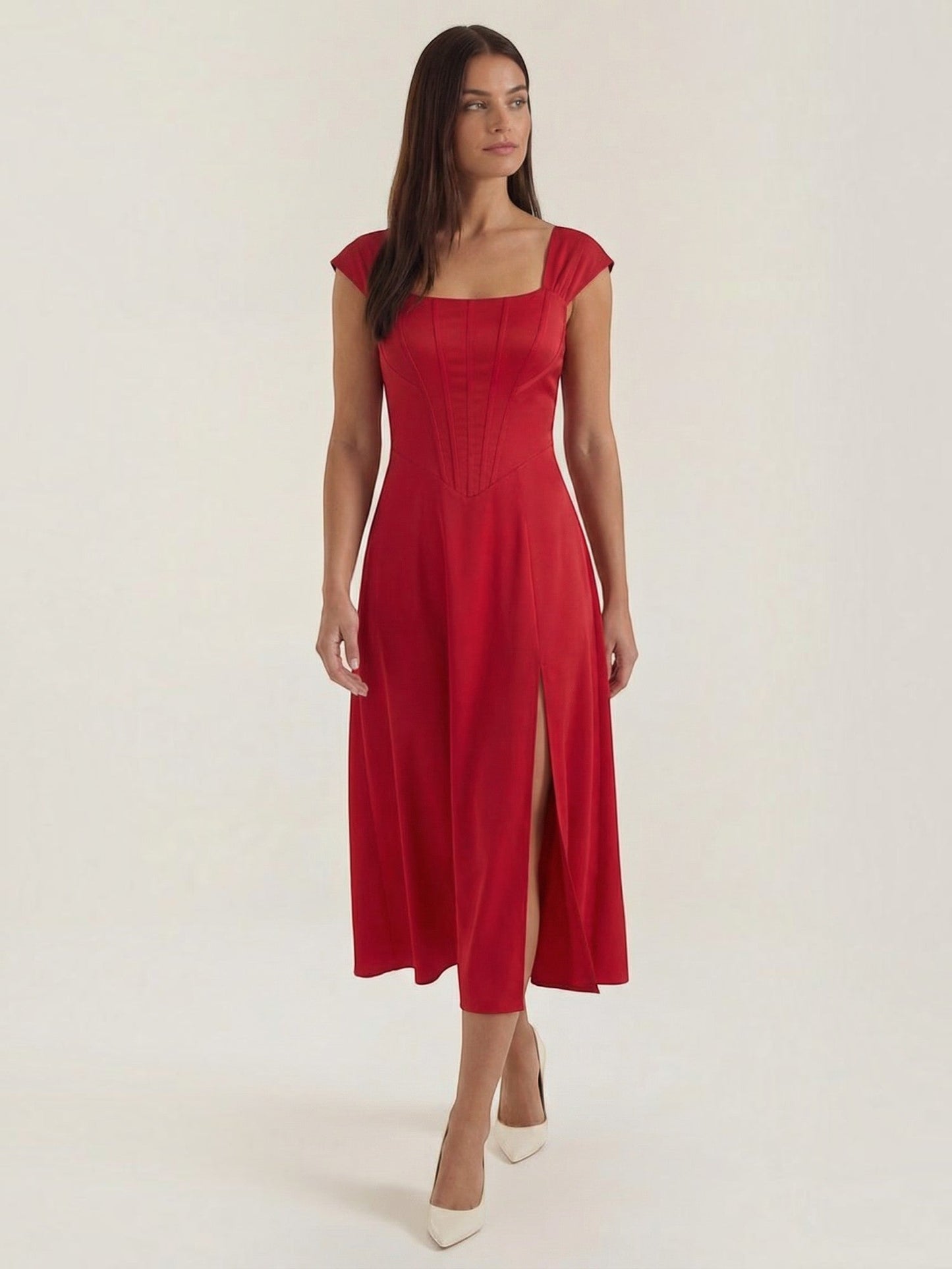 Women's Midi Summer Dress with Flowing Silhouette