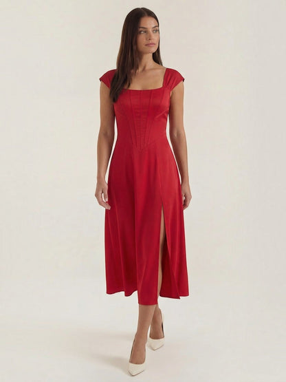 Women's Midi Summer Dress with Flowing Silhouette