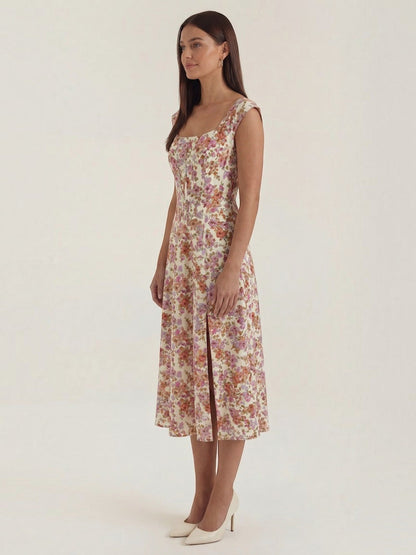 Women's Midi Summer Dress with Flowing Silhouette