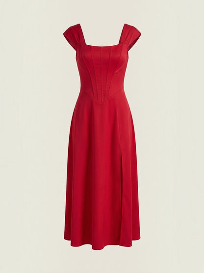 Women's Midi Summer Dress with Flowing Silhouette