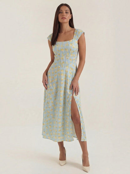 Women's Midi Summer Dress with Flowing Silhouette