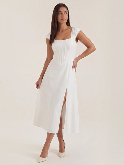 Women's Midi Summer Dress with Flowing Silhouette