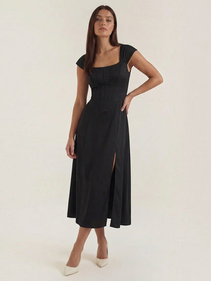 Women's Midi Summer Dress with Flowing Silhouette