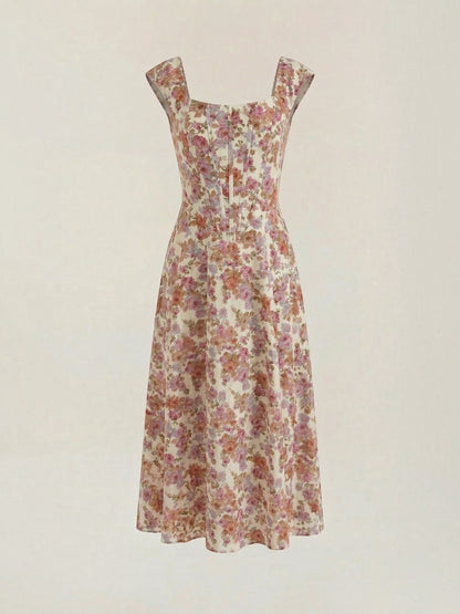 Women's Midi Summer Dress with Flowing Silhouette