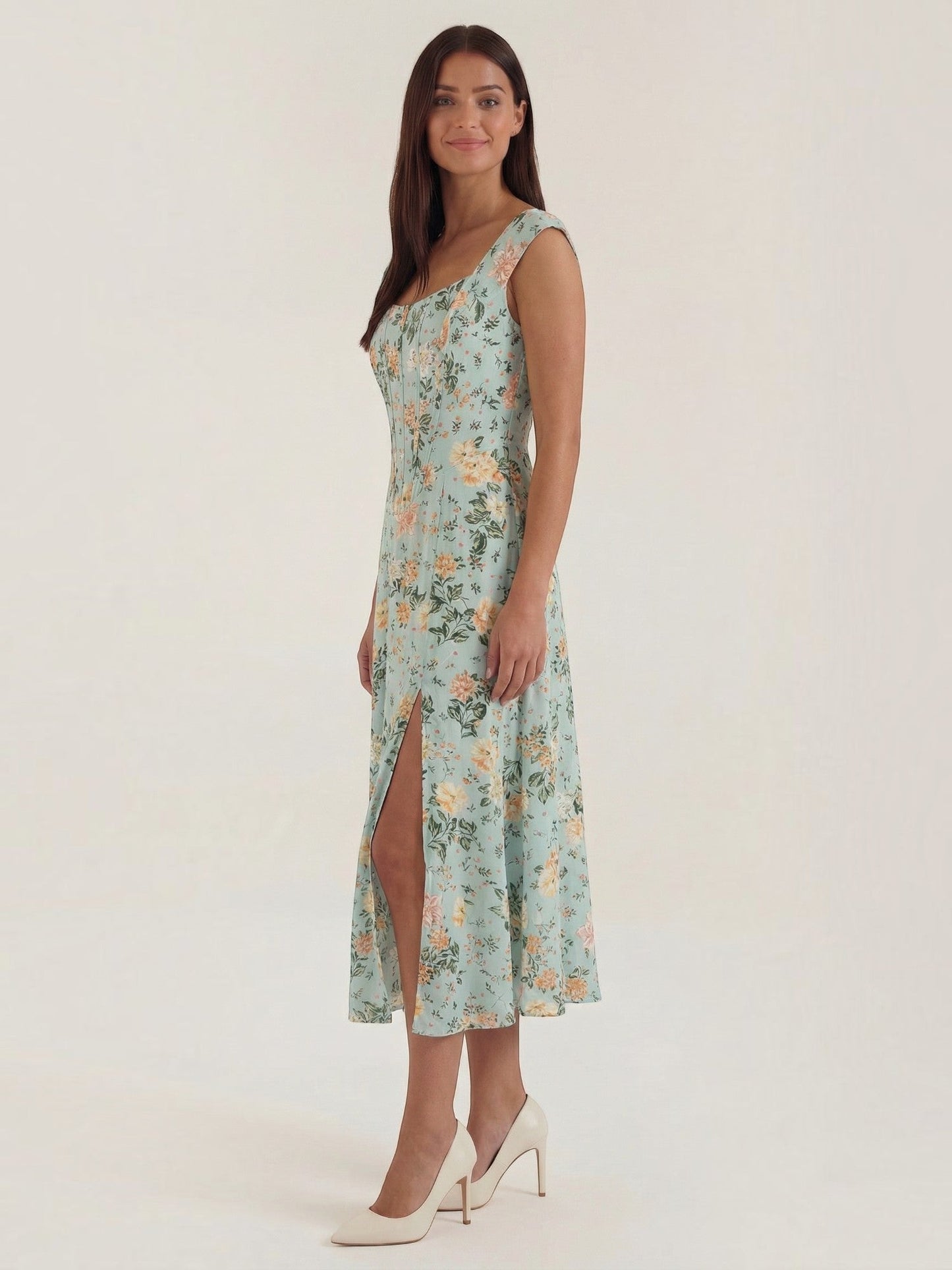 Women's Midi Summer Dress with Flowing Silhouette