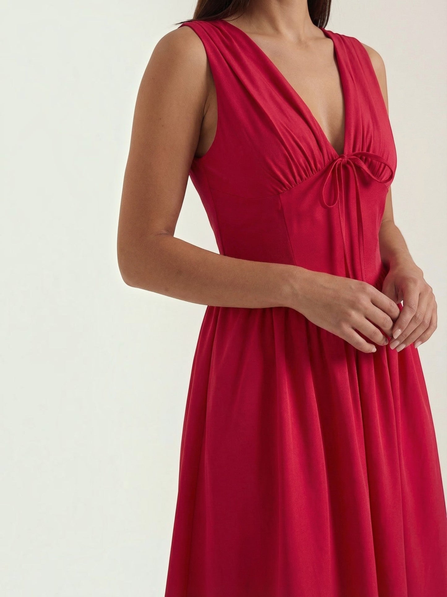 Women's Midi Summer Dress with Flowing Skirt