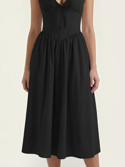 Women's Midi Summer Dress with Flowing Skirt