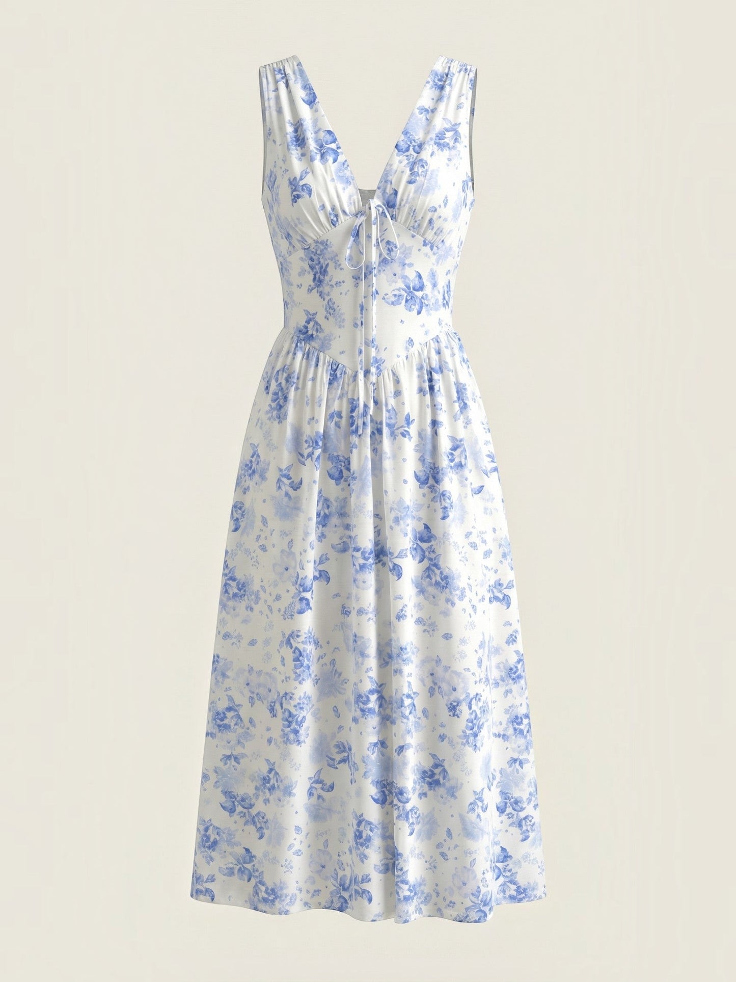 Women's Midi Summer Dress with Flowing Skirt