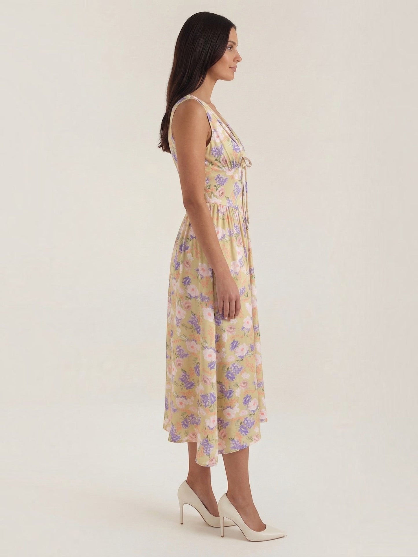 Women's Midi Summer Dress with Flowing Skirt