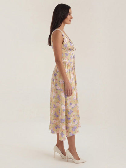 Women's Midi Summer Dress with Flowing Skirt