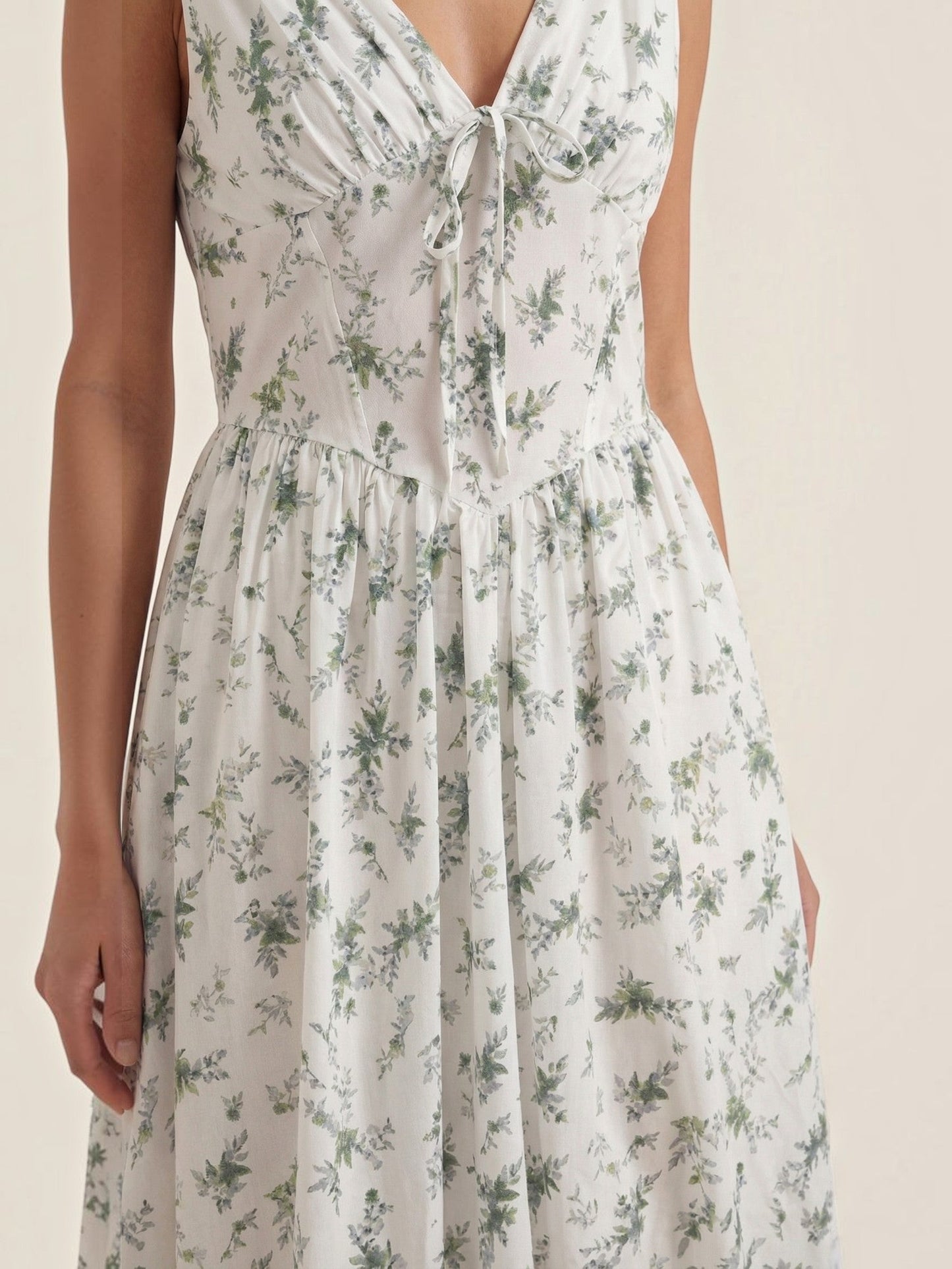Women's Midi Summer Dress with Flowing Skirt