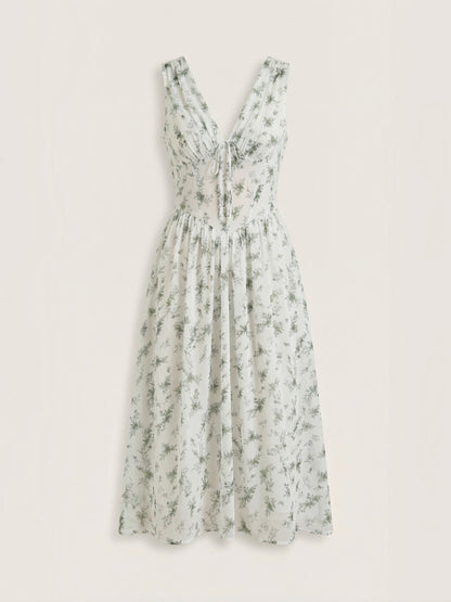Women's Midi Summer Dress with Flowing Skirt