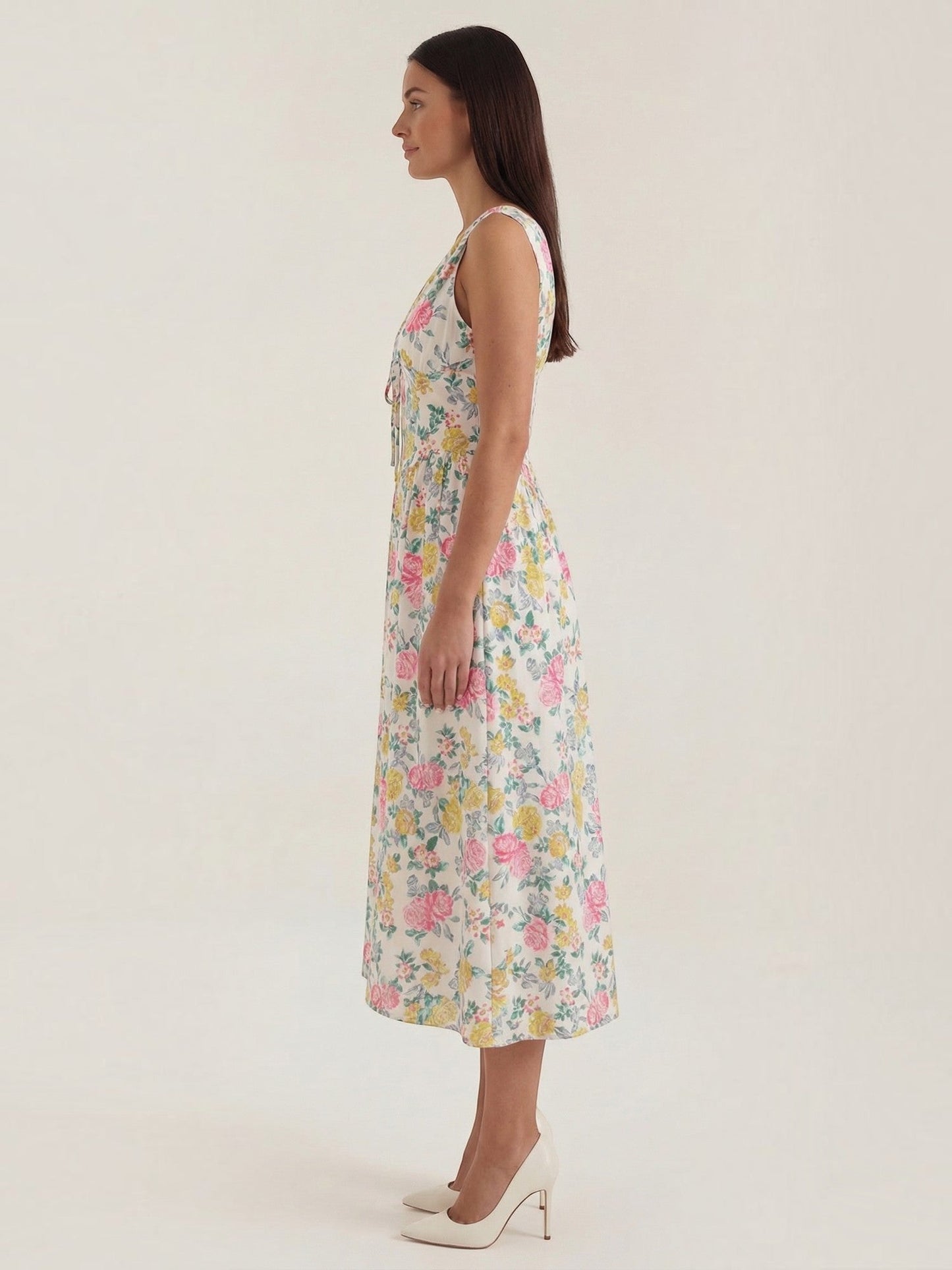 Women's Midi Summer Dress with Flowing Skirt