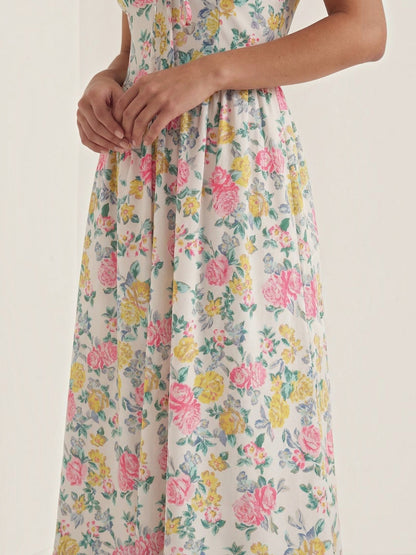 Women's Midi Summer Dress with Flowing Skirt