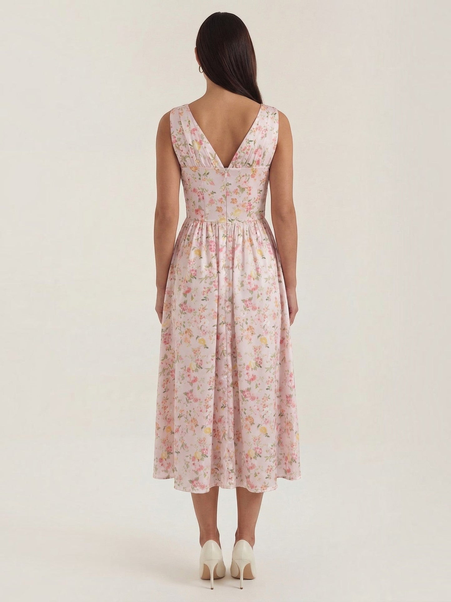 Women's Midi Summer Dress with Flowing Skirt