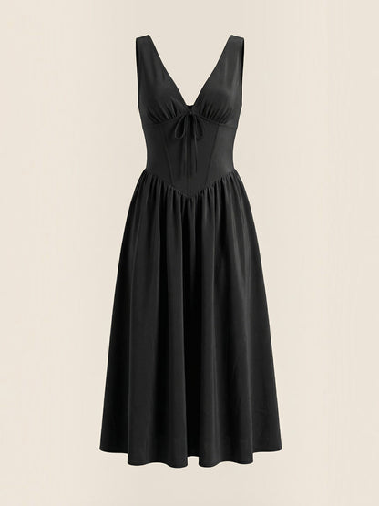 Women's Midi Summer Dress with Flowing Skirt