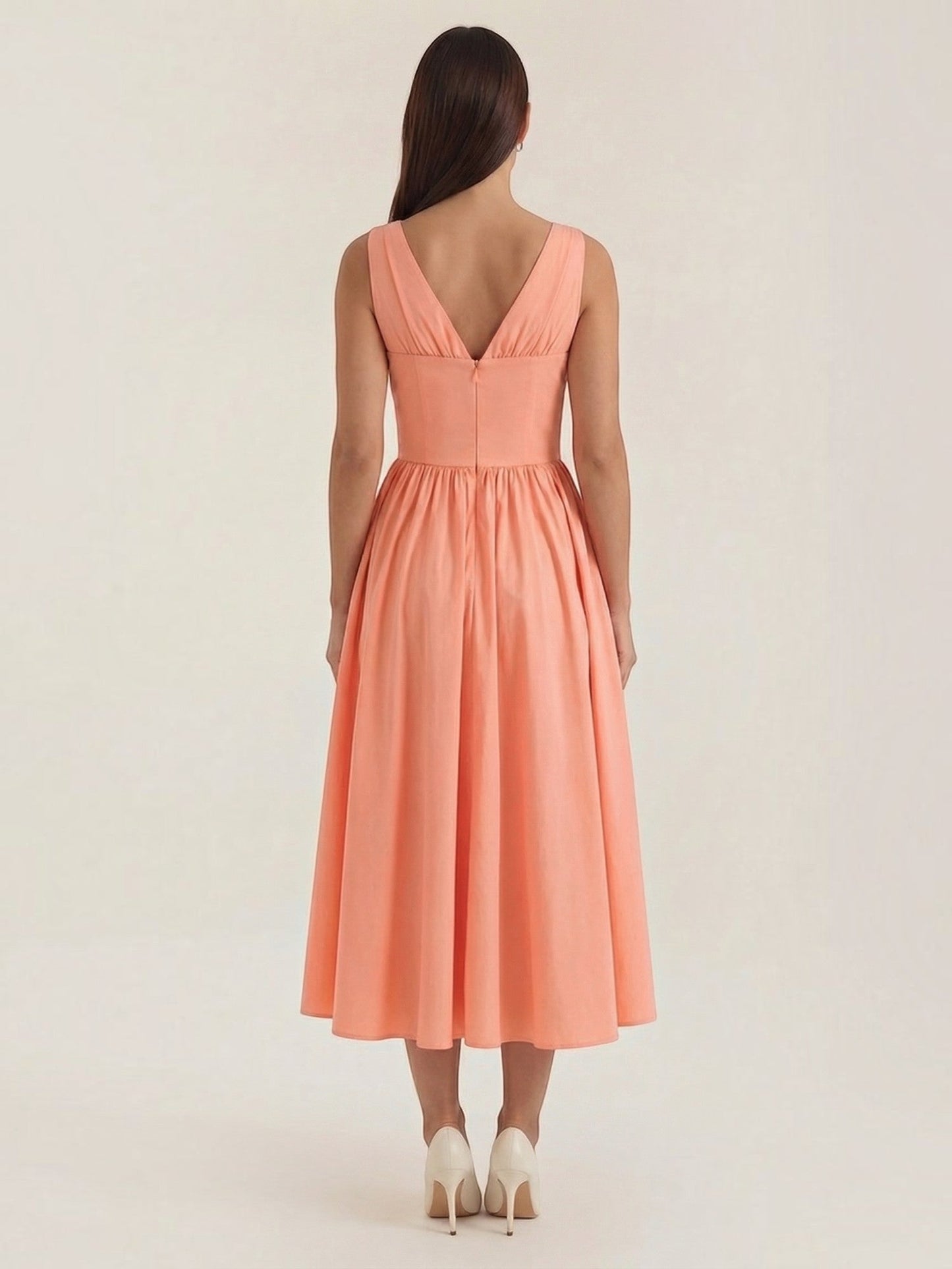 Women's Midi Summer Dress with Flowing Skirt
